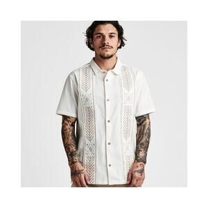 Roark La Boda Gonzo Camp Shirt Guayabera Tribal Button Up Short Sleeve, L